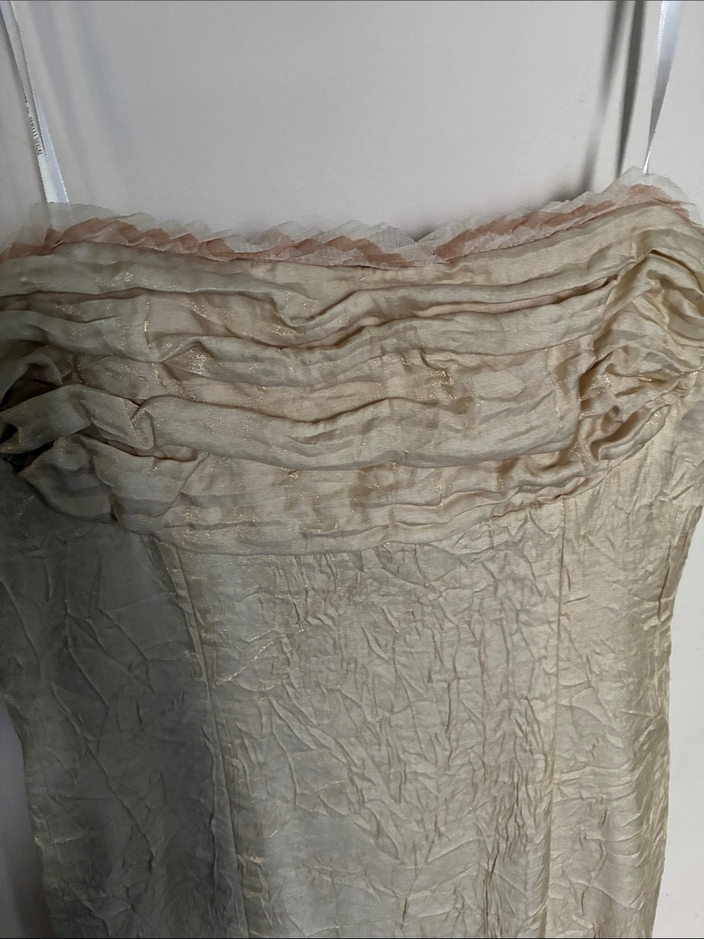 Laundry By Shelli Segal Strapless Beige Ruffled Bodice Dress - Picture 6 of 8